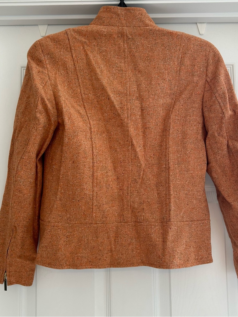 Talbots Orange Tweed Zip-Front Women's Jacket Size 2P - Picture 7 of 7